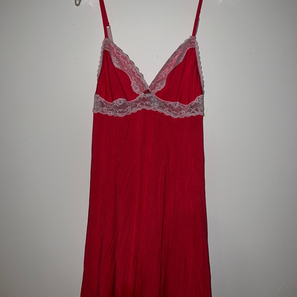 Victoria's Secret Vintage Hot Pink Lace Trim Chemise